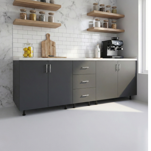 CORPURI INFERIOARE - Corp Bucatarie L200 x H80 x A50cm, Front MDF  VOPSIT Gri Antracit, Carcasa Pal 18mm