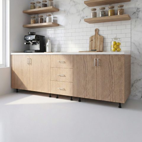 CORPURI INFERIOARE - Corp Bucatarie L200 x H80 x A50cm, Front Stejar Sonoma,  Pal 18mm