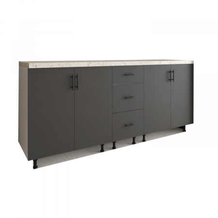CORPURI INFERIOARE - Corp Bucatarie L200 x H80 x A50cm, Front MDF  VOPSIT Gri Antracit, Carcasa Pal 18mm
