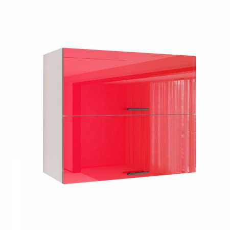 CORPURI SUPERIOARE - Corp bucatarie suspendat orizontal L80 x A32 x H60 cm, 2 usi, PAL 18mm, Culoare Rosu super Lucios