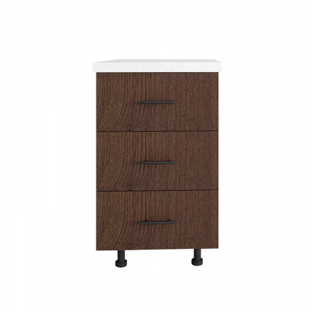 Corp Inferior Bucatarie cu 3 sertare L60 x H80 x A50 cm, Culoare Wenge, Blat Termorezistent 2,8cm [2]