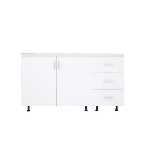 Corp Inferior Bucatarie L120 x H90 x A50 cm, Culoare Alb, Blat Termorezistent 2,8cm [2]