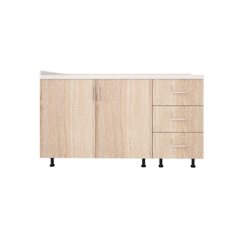 Corp Inferior Bucatarie L120 x H90 x A50 cm, Culoare Stejar Sonoma, Blat Termorezistent 2,8cm [2]