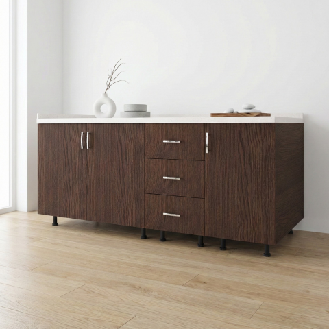 Corp Inferior Bucatarie L160 x H80 x A50 cm, Culoare Wenge, Blat Termorezistent 2,8cm [2]