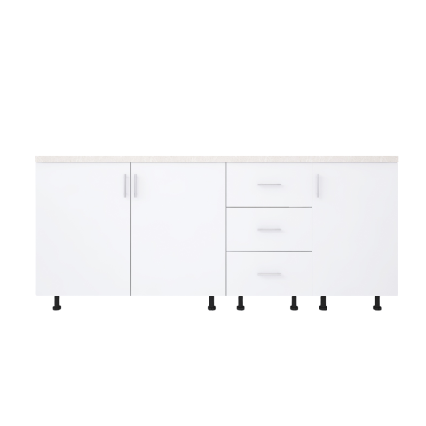 Corp Inferior Bucatarie L160 x H90 x A50 cm, Culoare Alb, Blat Termorezistent 2,8cm [2]