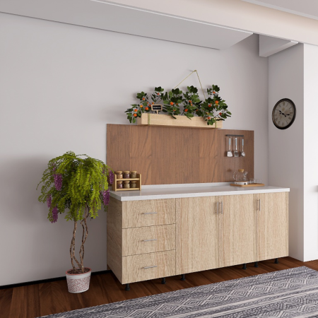 Corp Inferior Bucatarie L160 x H90 x A50 cm, Culoare Stejar Sonoma, Blat Termorezistent 2,8cm