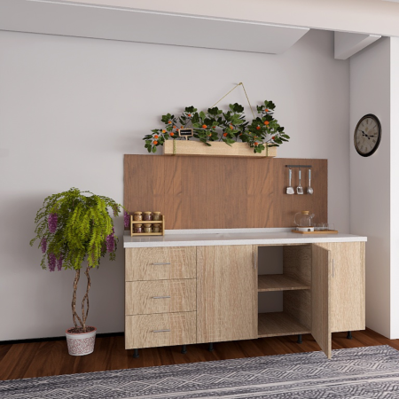 Corp Inferior Bucatarie L160 x H90 x A50 cm, Culoare Stejar Sonoma, Blat Termorezistent 2,8cm [1]