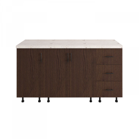Corp Inferior Bucatarie L160 x H80 x A50 cm, Culoare Wenge, Blat Termorezistent 2,8cm [2]