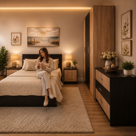 Dormitor Klass, Pal 18mm, Culoare Sonoma- Wenge [1]