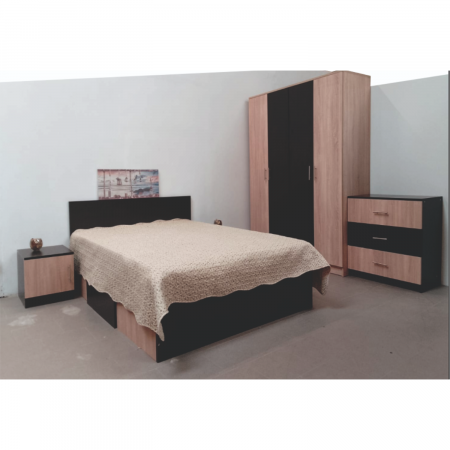 DORMITOARE - Dormitor Klass, Pal 18mm, Culoare Sonoma- Wenge