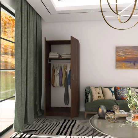 PROMOTII - Dulap 2 usi cu bara haine, H180 x L80 x A50cm, Material Pal 18mm, Culoare Wenge