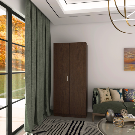 Dulap 2 usi cu bara haine, H180 x L80 x A50cm, Material Pal 18mm, Culoare Wenge [1]