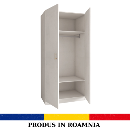 DULAP 2 USI - Dulap 2 usi cu bara haine, H200 x L80 x A50cm, Material Pal 18mm, Culoare Alb