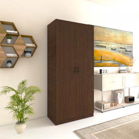 DULAPURI - Dulap 2 usi cu bara haine, H200 x L80 x A50cm, Material Pal 18mm, Culoare Wenge