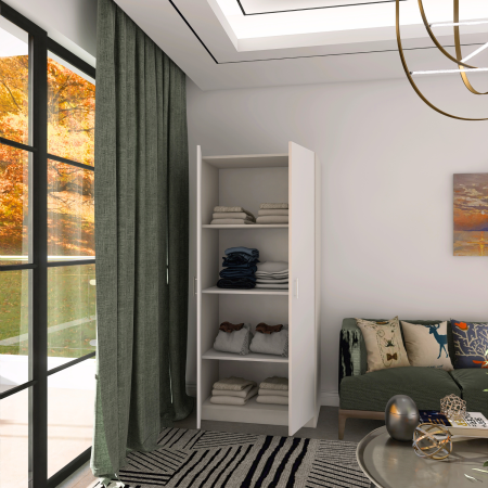 PROMOTII - Dulap 2 usi cu rafturi, H180 x L80 x A50cm, Material Pal 18mm, Culoare Alb