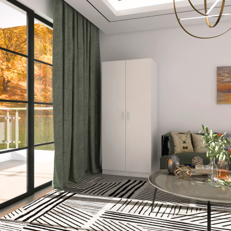 Dulap 2 usi cu rafturi, H180 x L80 x A50cm, Material Pal 18mm, Culoare Alb [1]