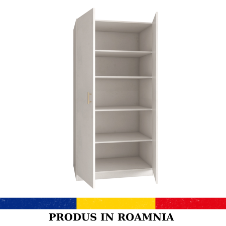 DULAP 2 USI - Dulap 2 usi cu rafturi, H200 x L80 x A40cm, Material Pal 18mm, Culoare Alb