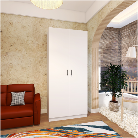 DULAPURI - Dulap 2 usi cu rafturi, H200 x L80 x A40cm, Material Pal 18mm, Culoare Alb