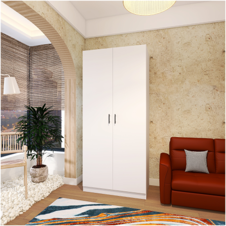 Dulap 2 usi cu rafturi, H200 x L80 x A40cm, Material Pal 18mm, Culoare Alb [3]