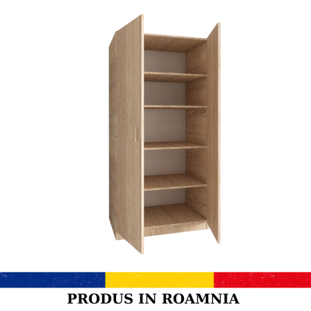 DULAP 2 USI - Dulap 2 usi cu rafturi, H200 x L80 x A50 cm, Material Pal 18mm, Culoare Sonoma