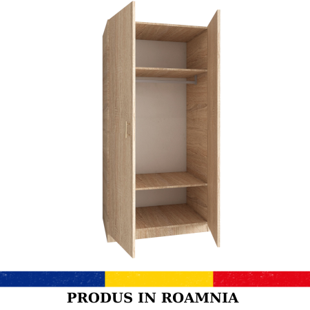 DULAP 2 USI - Dulap 2 usi cu rafturi, H200 x L80 x A50cm, Material Pal 18mm, Culoare Sonoma