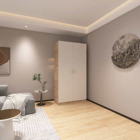 Dulap 2 usi cu rafturi, H200 x L80 x A50cm, Material Pal 18mm, Culoare Sonoma/Alb [1]