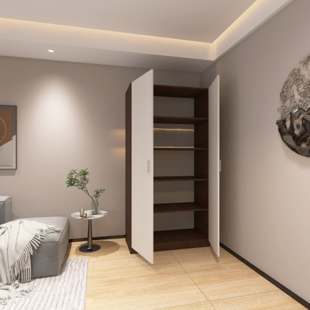 DULAP 2 USI - Dulap 2 usi cu rafturi, H200 x L80 x A50cm, Material Pal 18mm, Culoare Wenge/Alb