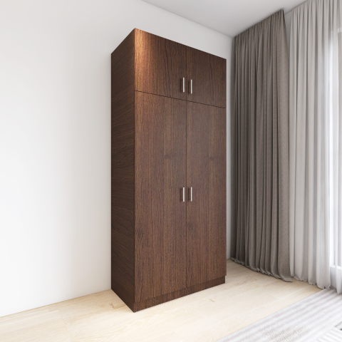 Dulap 2 usi cu rafturi si Suprapozabil, H240 x L80 x A50 cm, Material Pal 18mm, Culoare WENGE [4]