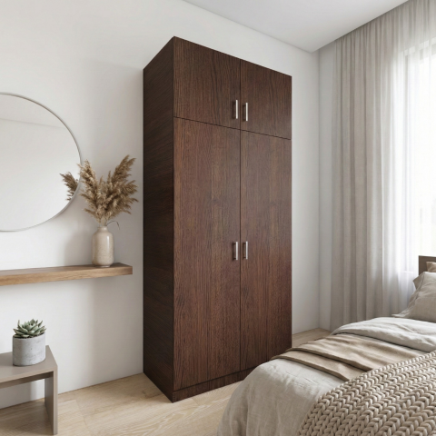 Dulap 2 usi cu rafturi si Suprapozabil, H240 x L80 x A50 cm, Material Pal 18mm, Culoare WENGE [1]