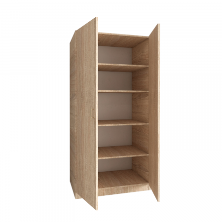 DULAPURI - Dulap 2 usi cu rafturi, H200 x L80 x A50 cm, Material Pal 18mm, Culoare Sonoma