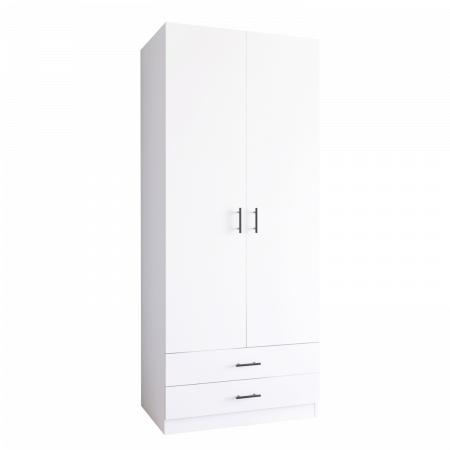 Dulap 2 usi si 2 sertare, H200 x L80 x A52cm, Material Pal 18mm, Culoare Alb [2]