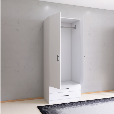 Dulap 2 usi si 2 sertare, H200 x L80 x A52cm, Material Pal 18mm, Culoare Alb [1]