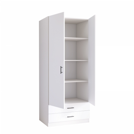 DULAPURI - Dulap 2 usi si 2 sertare, H200 x L80 x A52cm, Material Pal 18mm, Culoare Alb