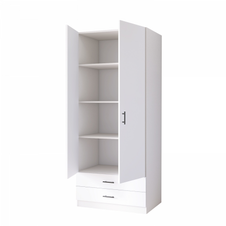Dulap 2 usi si 2 sertare, H200 x L80 x A52cm, Material Pal 18mm, Culoare Alb [1]