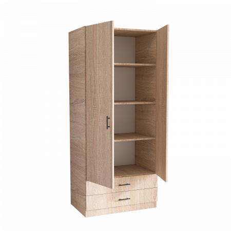 DULAPURI - Dulap 2 usi si 2 sertare, H200 x L80 x A52cm, Material Pal 18mm, Culoare Sonoma