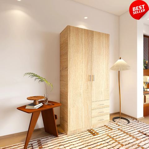 DULAP 2 USI - Dulap 2 usi si 3 sertare, H200 x L80 x A50cm, Material Pal 18mm, Culoare Sonoma