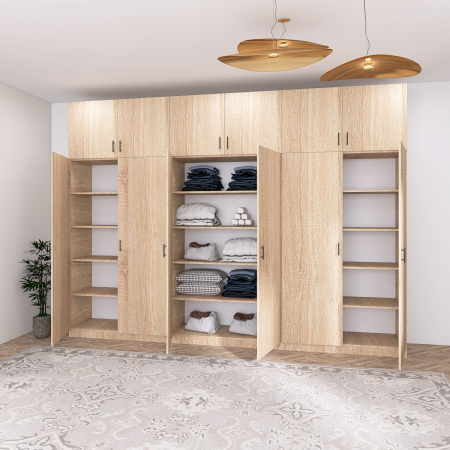 Dulap 6 Uși cu Suprapozabil, H240 x L240 x A50 cm. Culoare Stejar Sonoma, Pal 18mm, Cant ABS [1]