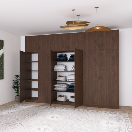 Dulap 6 Uși cu Suprapozabil, H240 x L240 x A50 cm. Culoare WENGE, Pal 18mm, Cant ABS [3]