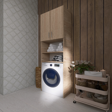 Dulap Baie Masina Spalat H200 x L64 x A35 cm, PAL 18mm, Cant ABS, Culoare Sonoma [1]