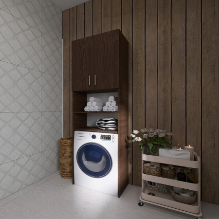 Dulap Baie Masina Spalat H200 x L64 x A35 cm, PAL 18mm, Cant ABS, Culoare Wenge [1]