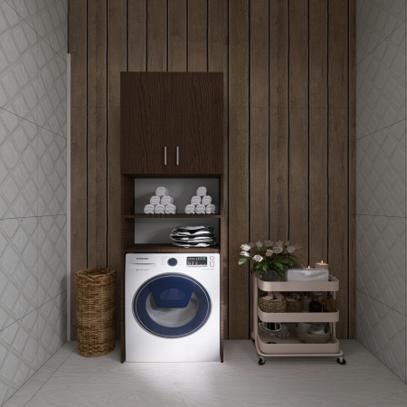 DULAP 2 USI - Dulap Baie Masina Spalat H200 x L64 x A35 cm, PAL 18mm, Cant ABS, Culoare Wenge