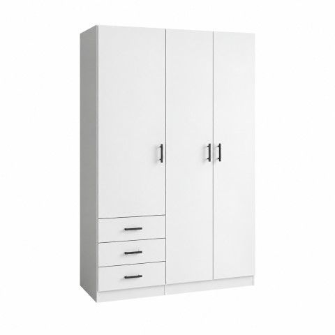 DULAP 3 USI - Dulap cu 3 usi si 3 sertare H200 x A52 x L120 cm, Pal 18mm, Culoare Alb