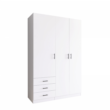 Dulap cu 3 usi si 3 sertare H200 x A52 x L120 cm, Pal 18mm, Culoare Alb [1]