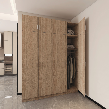 Dulap cu 4 usi cu suprapozabil H240 x L160 x A52cm, Culoare Stejar Sonoma, Material PAL 18mm [2]