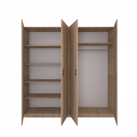 Dulap cu 4 usi H200 x L160 x A52cm, Culoare Stejar Sonoma, Material PAL 18mm [5]