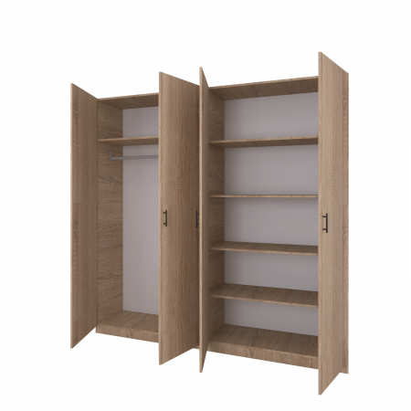 Dulap cu 4 usi H200 x L160 x A52cm, Culoare Stejar Sonoma, Material PAL 18mm [4]