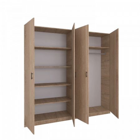 Dulap cu 4 usi H200 x L160 x A52cm, Culoare Stejar Sonoma, Material PAL 18mm [2]