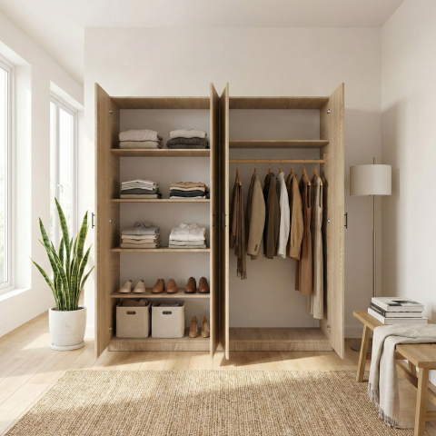 Dulap cu 4 usi H200 x L160 x A52cm, Culoare Stejar Sonoma, Material PAL 18mm