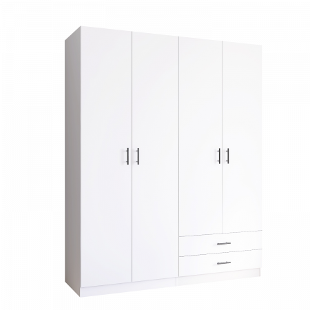 Dulap cu 4 usi si 2 sertare H200 x A52 x L160 cm, Pal 18mm, Culoare Alb [1]