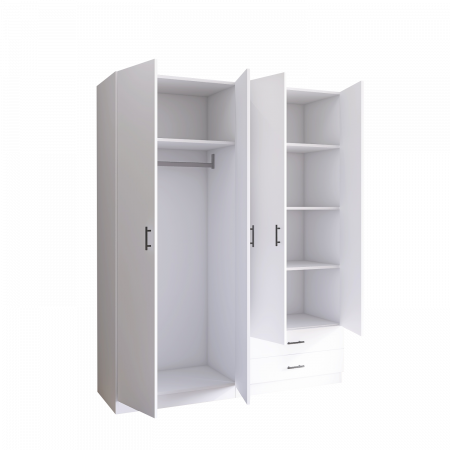 DULAP 4 USI - Dulap cu 4 usi si 2 sertare H200 x A52 x L160 cm, Pal 18mm, Culoare Alb